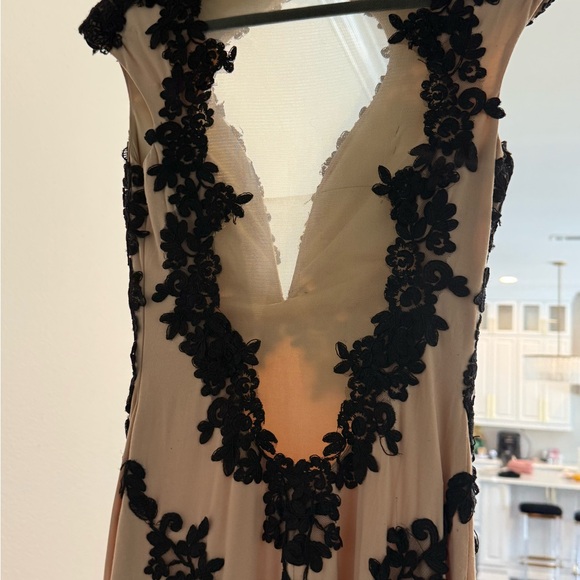 Jovani Tan and Cream Plunge Neck Prom Gown - Picture 7 of 10